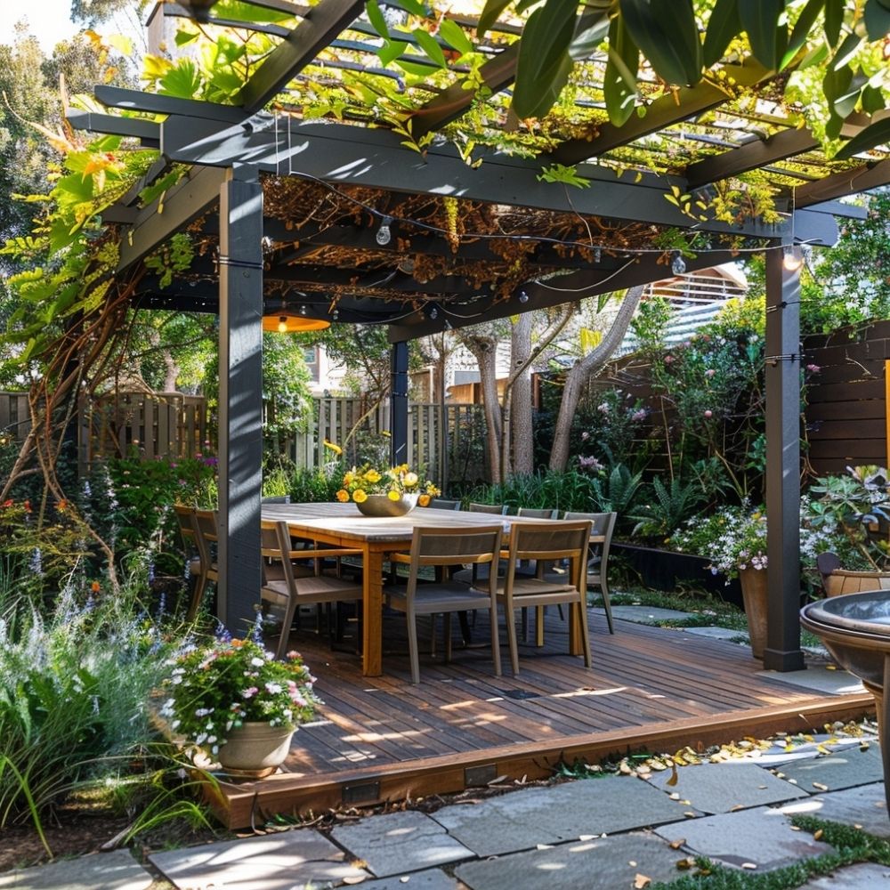 backyard landscape dining spcae