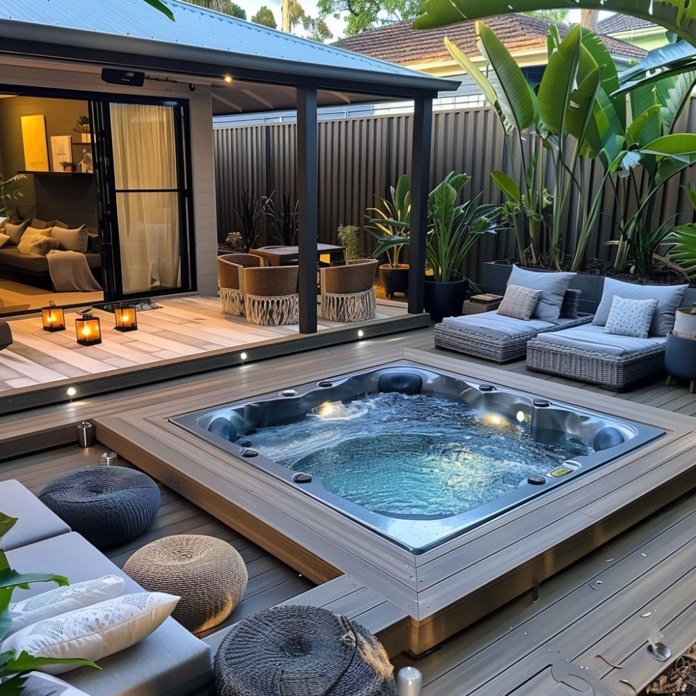 backyard swim spa deck lounge