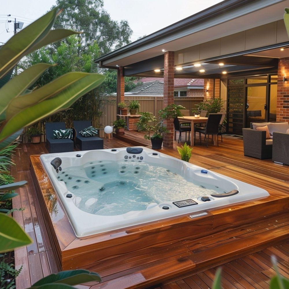 backyard swim spa deck