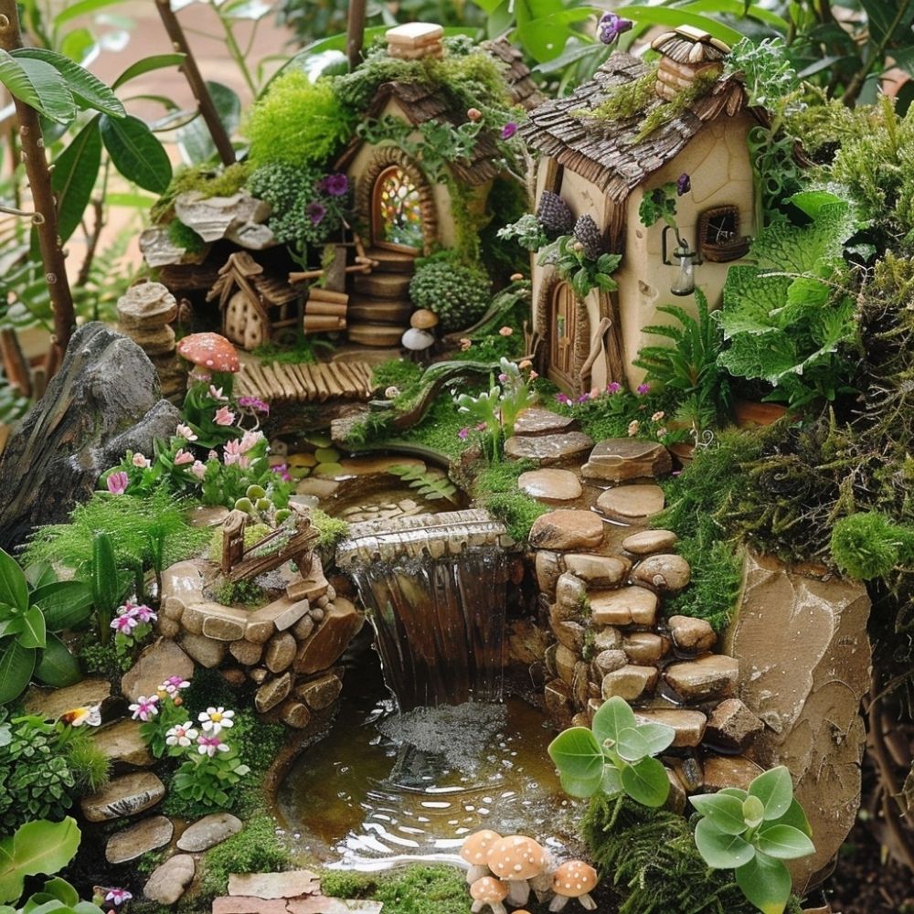 fairy garden landscape water feature