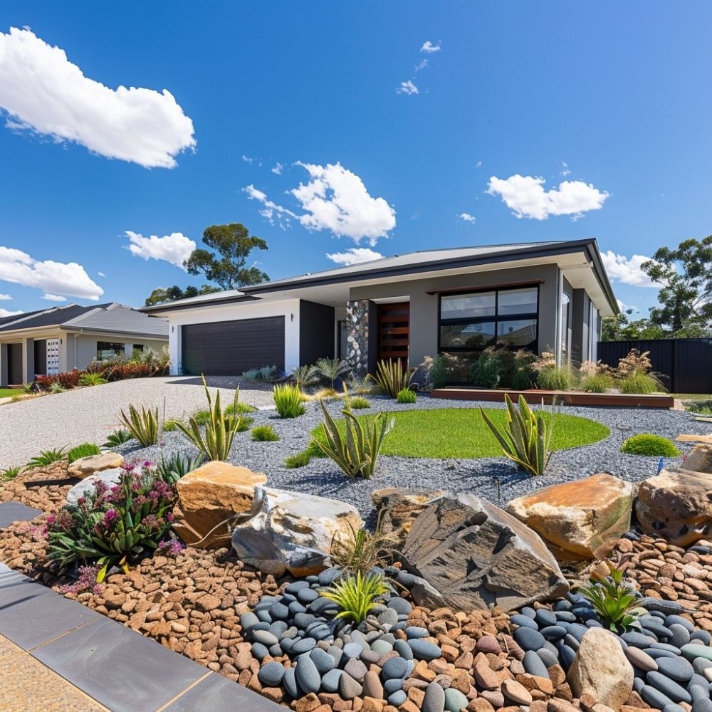 front yard landscape rock garden