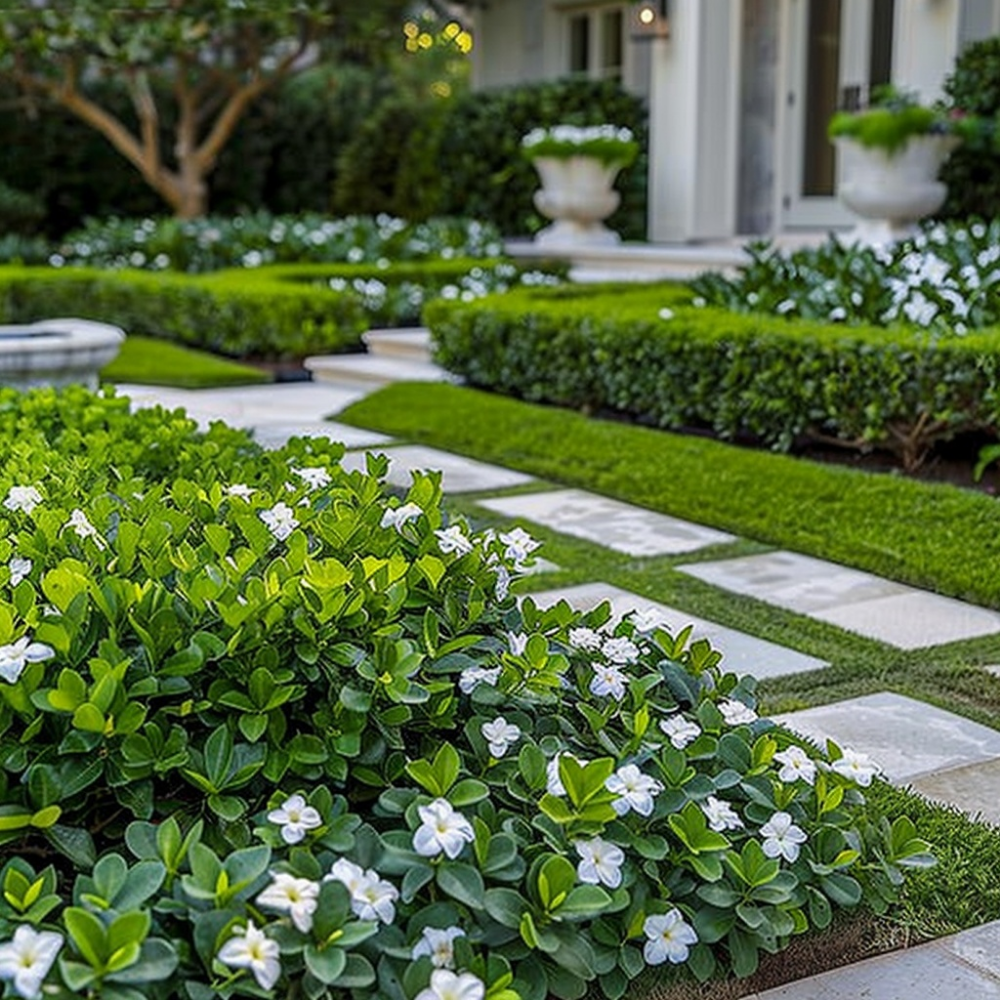 gardenia front yard landscape entryway