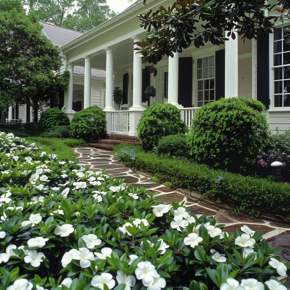 gardenia front yard landscape garden bed