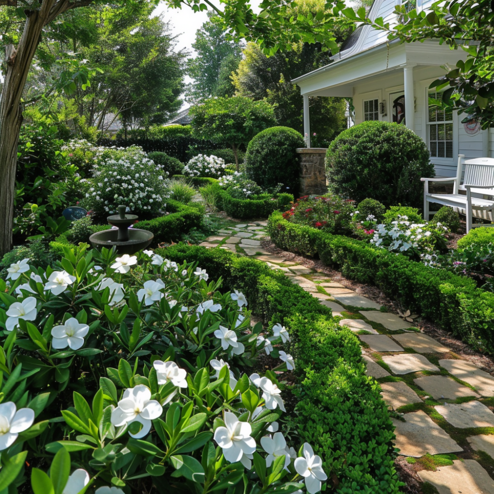 gardenia front yard landscape watering