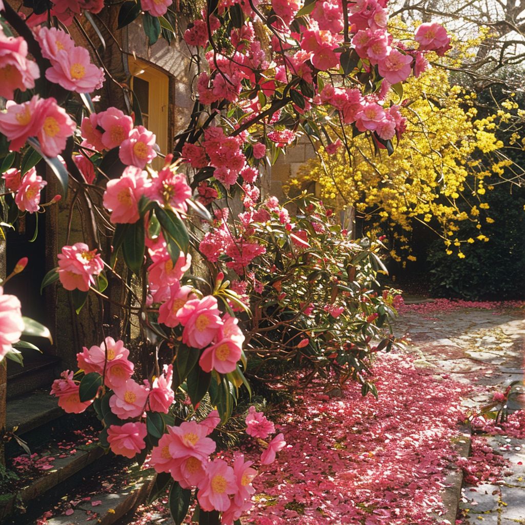 camellia landscaping forsythia