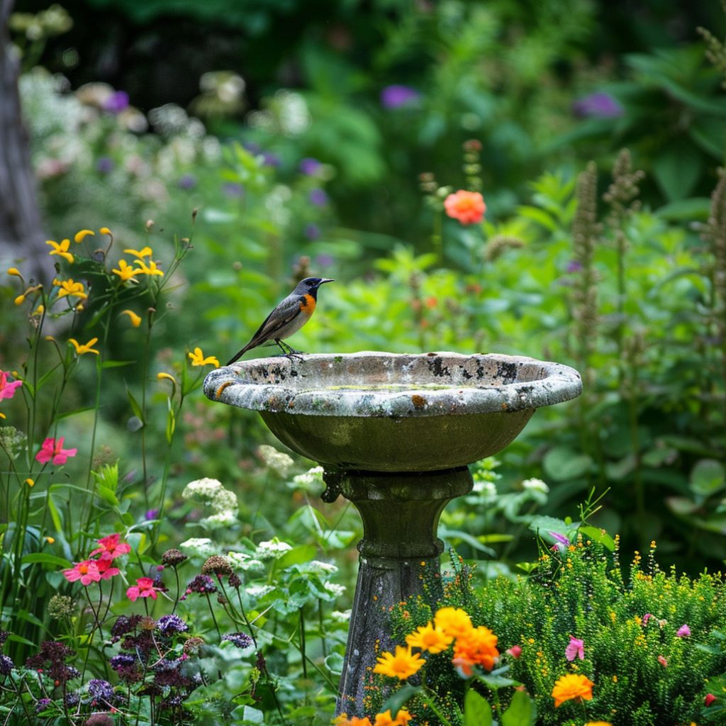 country garden bird bath