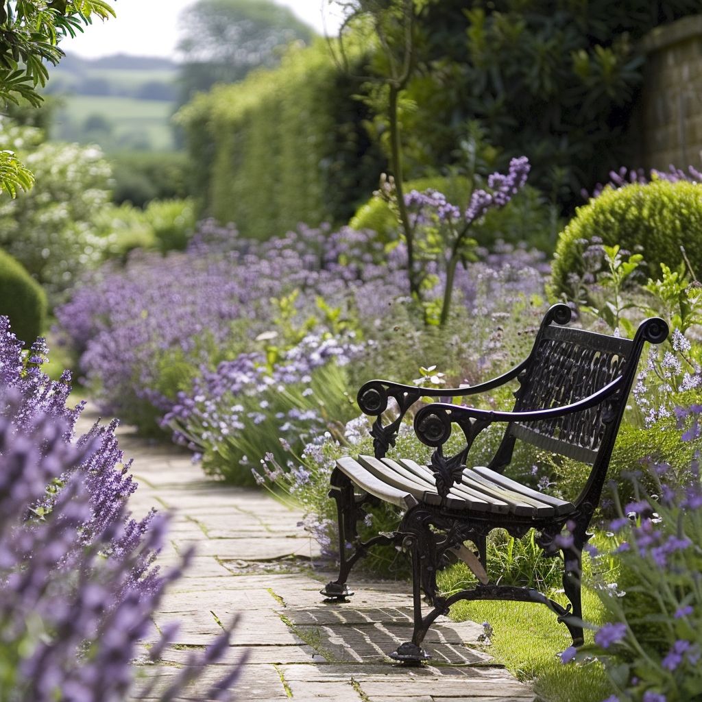 country garden wrought iron benches