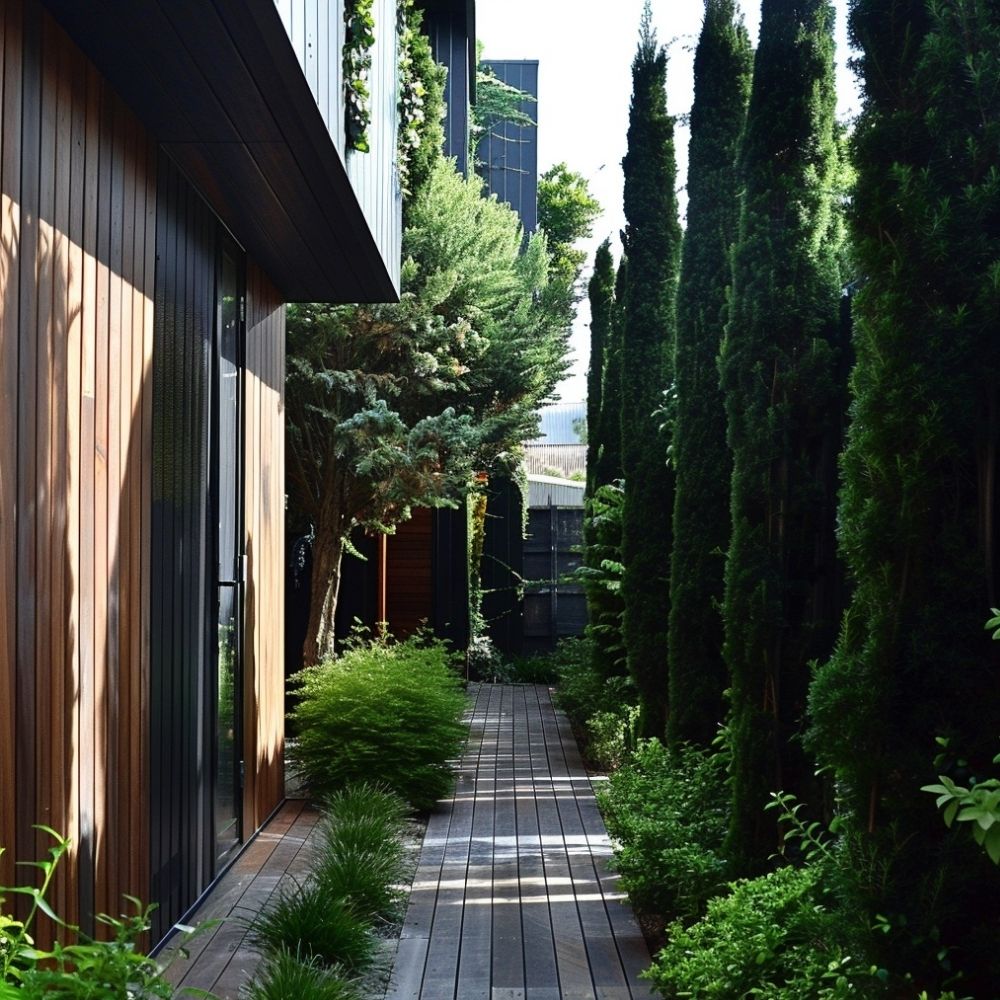 cypress trees narrow side landscaping