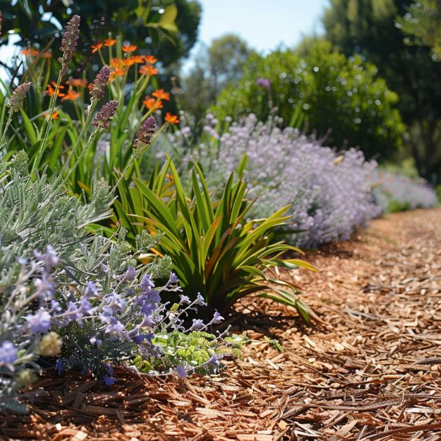 drought tolerant garden mulching