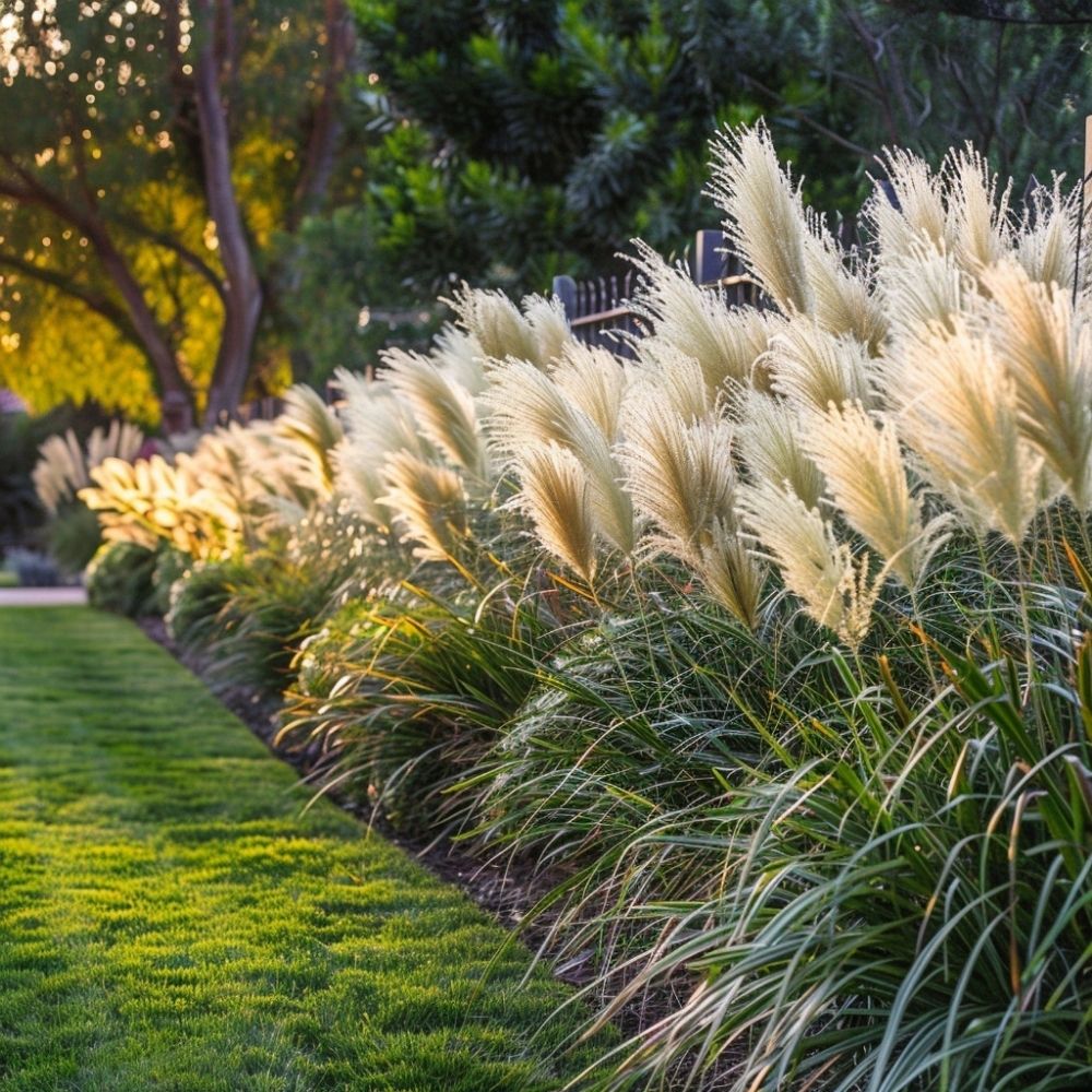 fence line landscaping grasses