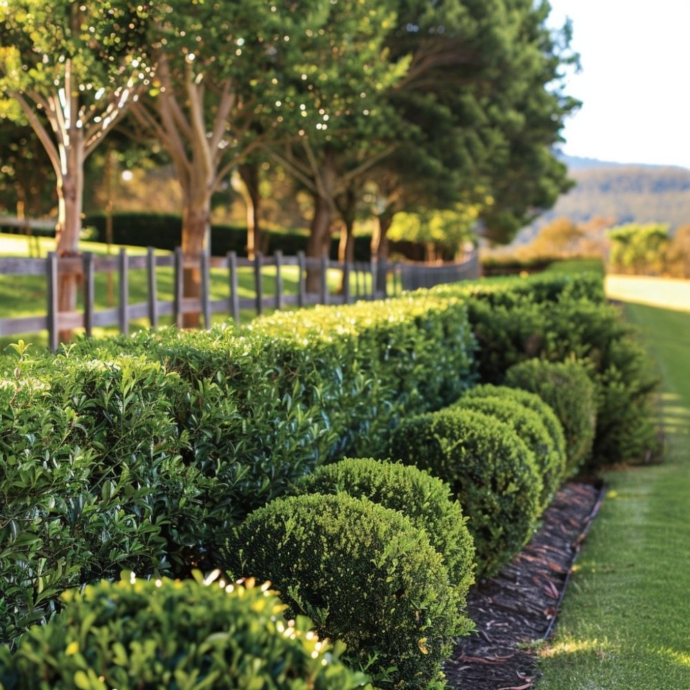 fence line landscaping shrubs