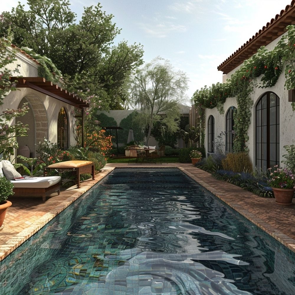 mediterranean rectangular pool landscaping