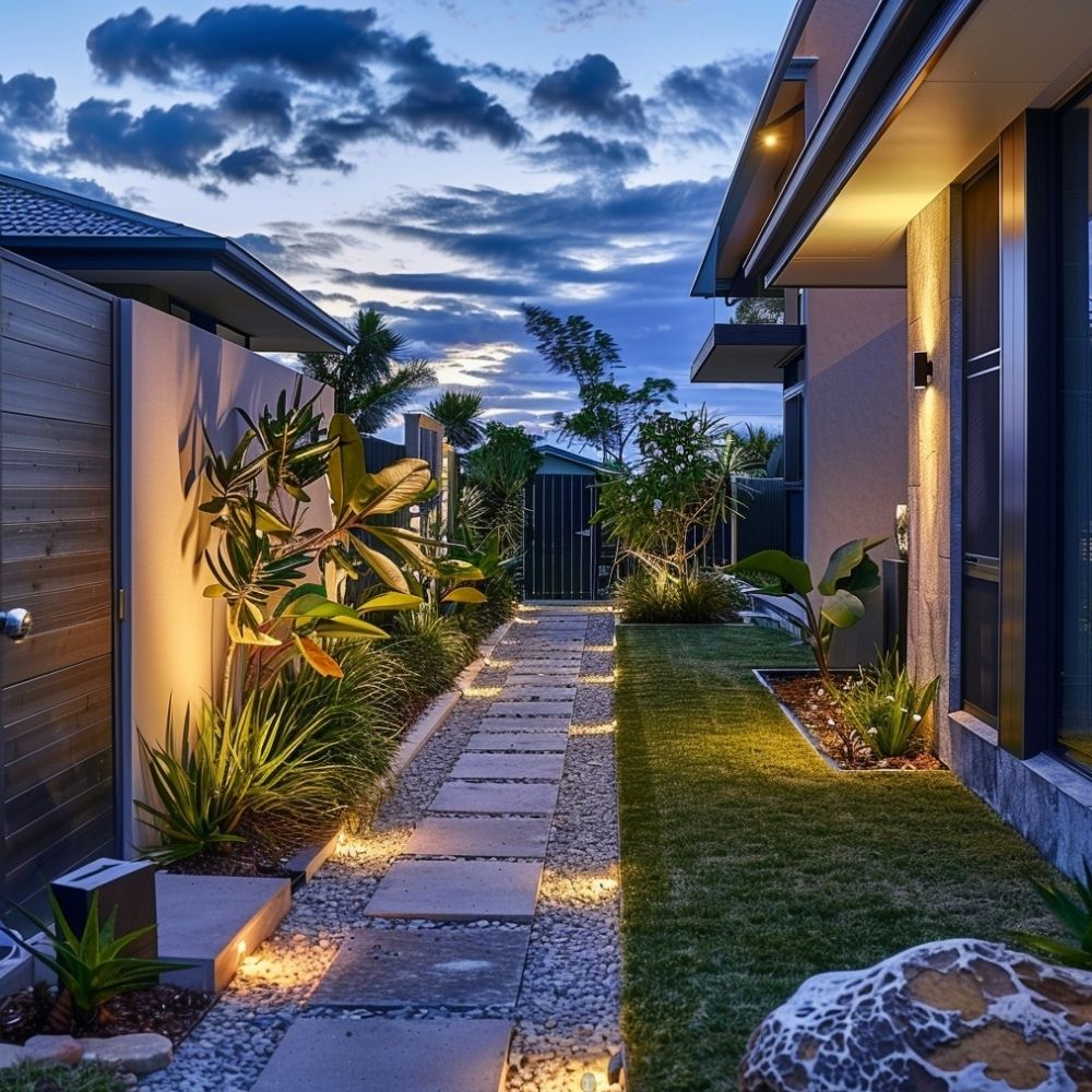 narrow side landscaping pathways