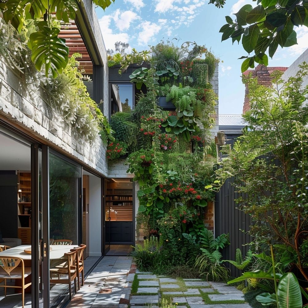 narrow side landscaping vertical space