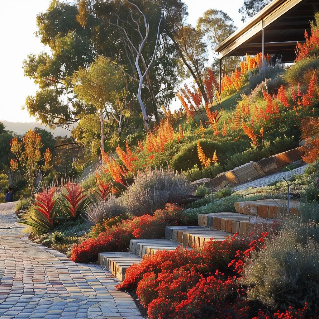 sloped garden integrating native