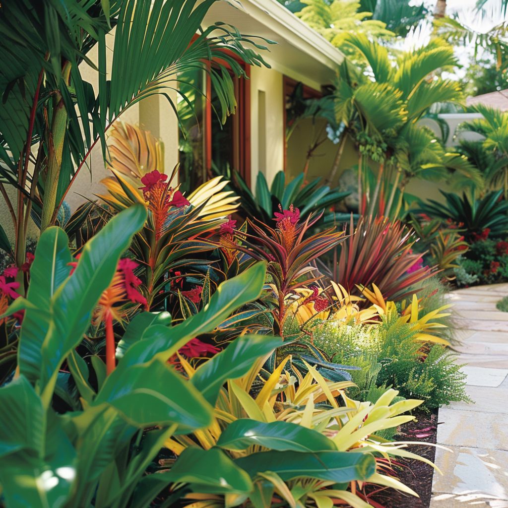 tropical garden adding structural plants