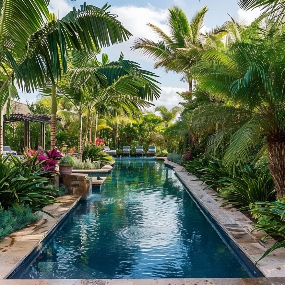 tropical oasis rectangular pool landscaping