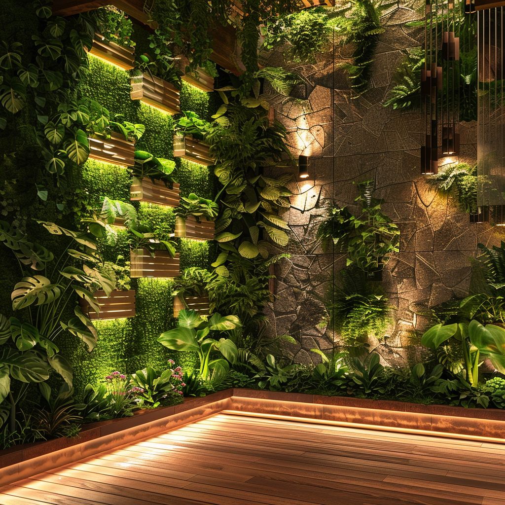 vertical gardening incorporating lighting elements